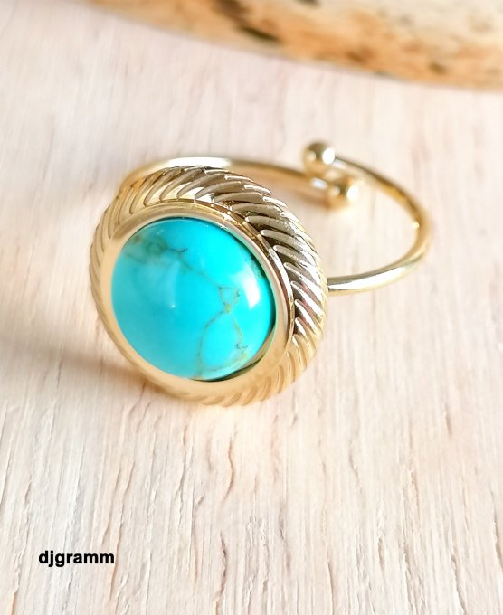 Bague-acier-ajustable-pierre-bleue-turquoise