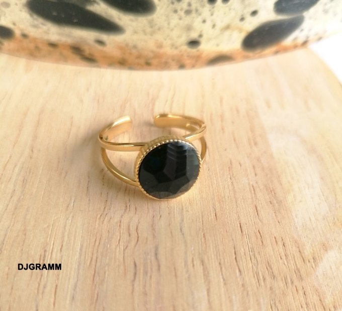 Bague-acier-ajustable-regleble-2rangs-pierre-facette-noir-agate