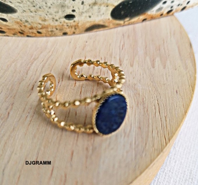 Bague-acier-ajustable-reglable-2rangs-pierre-bleu-lapis