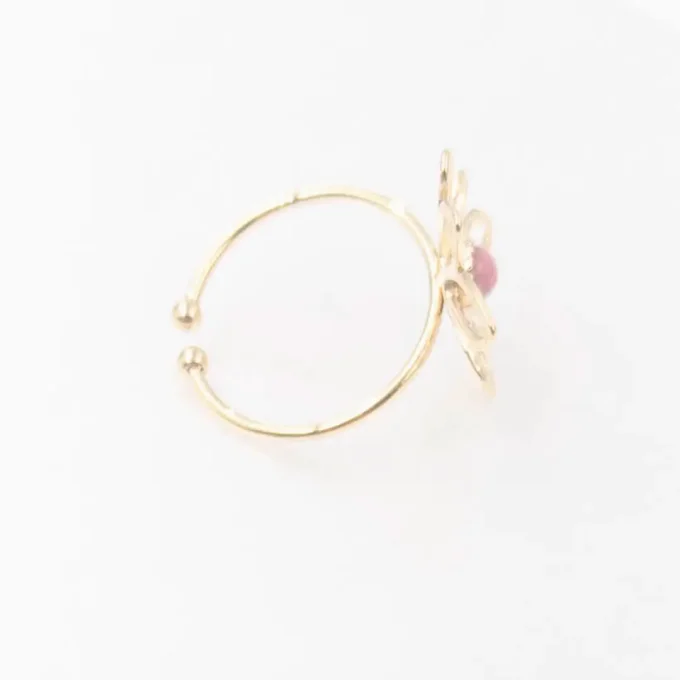 Bague ajustable fleur en acier inoxydable 