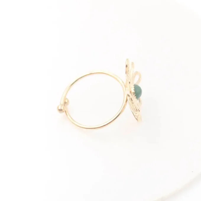 Bague ajustable fleur en acier inoxydable  