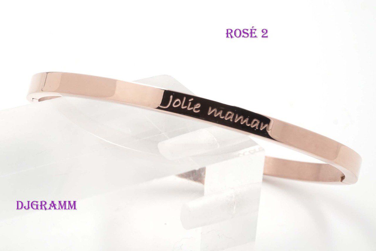 Bracelet Acier  jonc message  " JOLIE MAMAN"