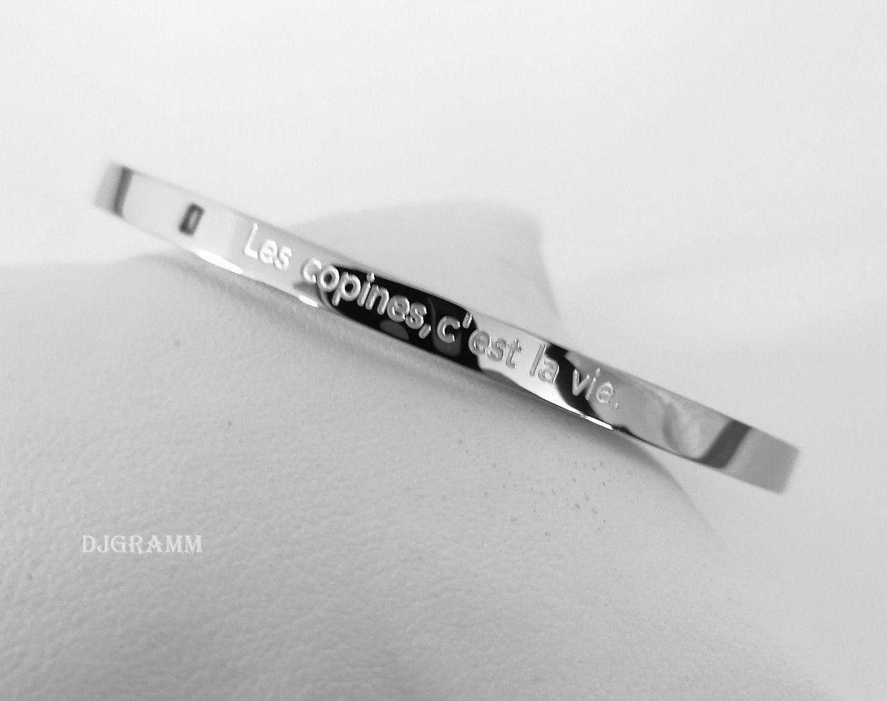 Bracelet acier gravé message "Les copines, c'est la vie"