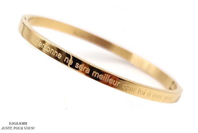 Bracelet acier message " Personne ne sera meilleur que toi à mes yeux"