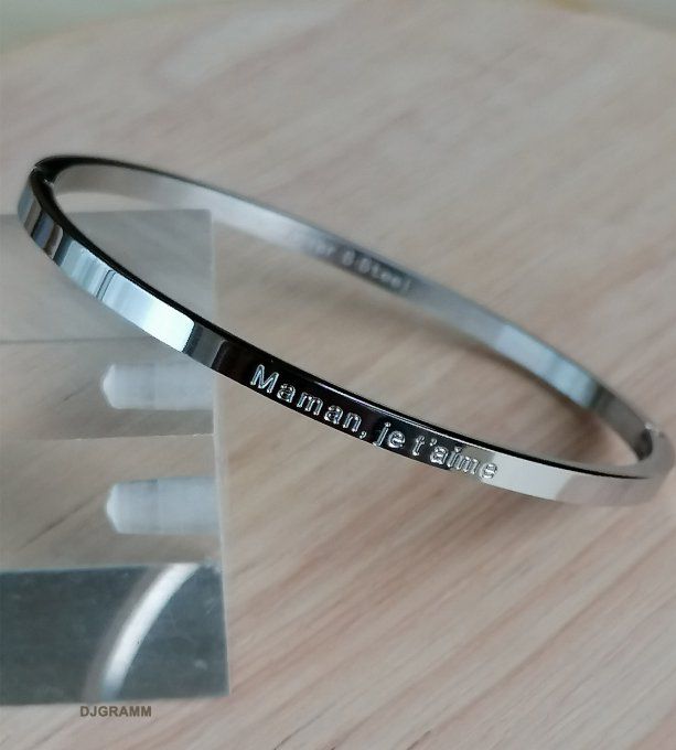 Bracelet-acier-message-grave-maman je 'aime