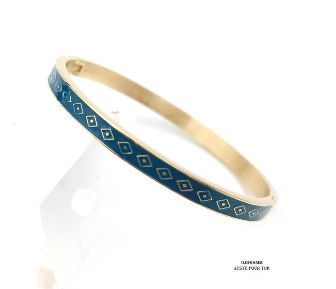 bracelet-acier-inoxydable-email-couleur-bleu-vert-canard