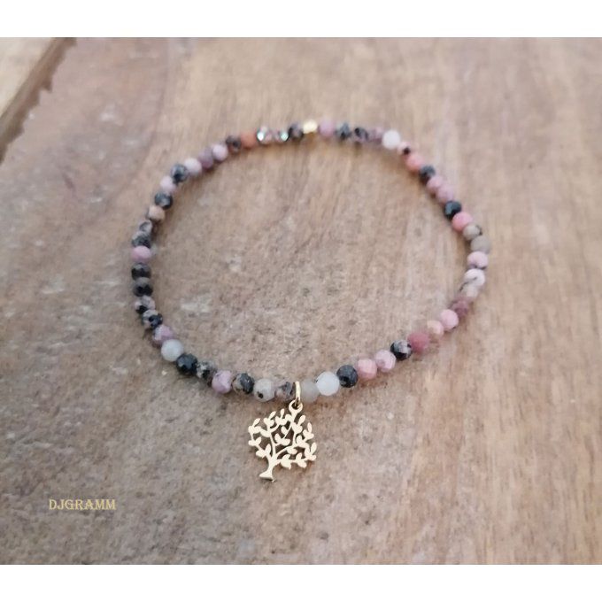 bracelet-acier-pierre-rhodonite