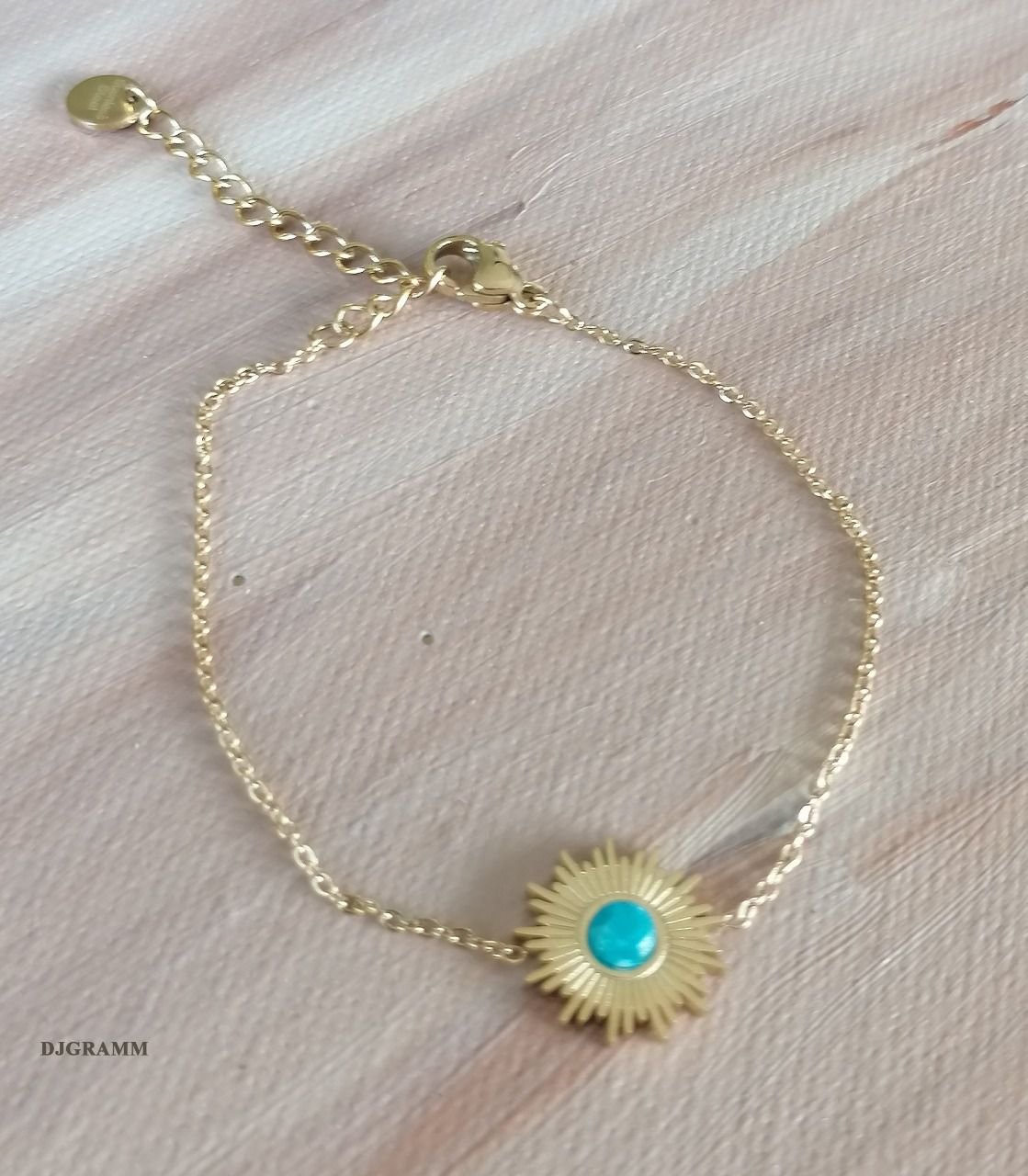 Bracelet en acier inoxydable SOLEIL et pierre Turquoise