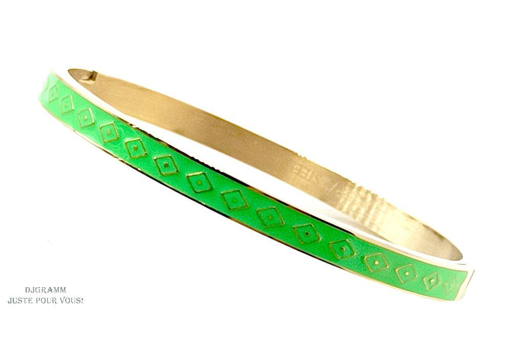 Bracelet Jonc acier émaillé couleur vert anis