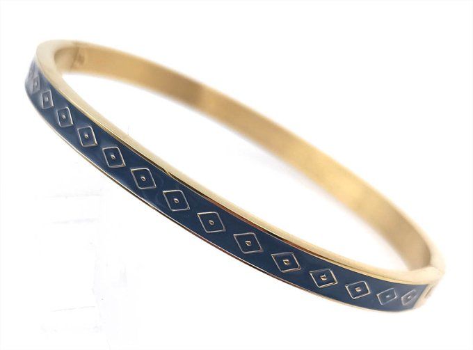 bracelet-jonc-MANCHETTE-acier-ferme-colore-emaille-bleu-marine