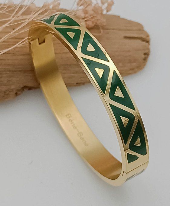 bracelet-jonc-manchette-georgette-large-acier-ferme-colore-emaille-vert-fonce