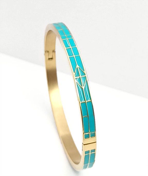 bracelet-jonc-manchette-georgette-acier-ferme-colore-emaille-turquoise-vert