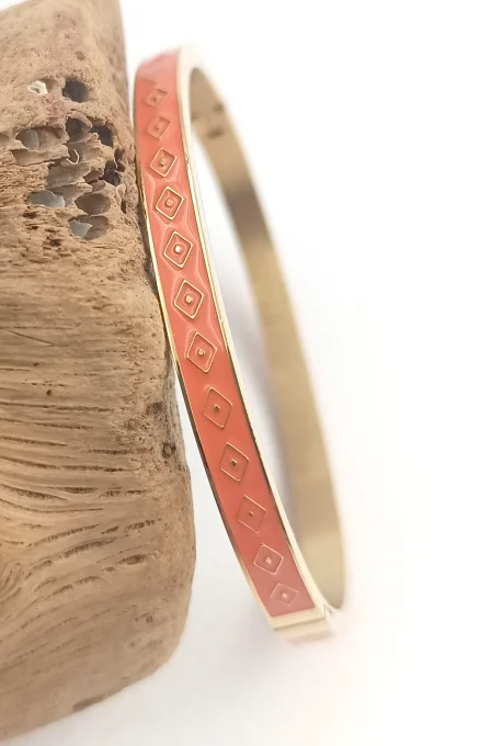 Bracelet Jonc acier inoxydable émaillé couleur au choix