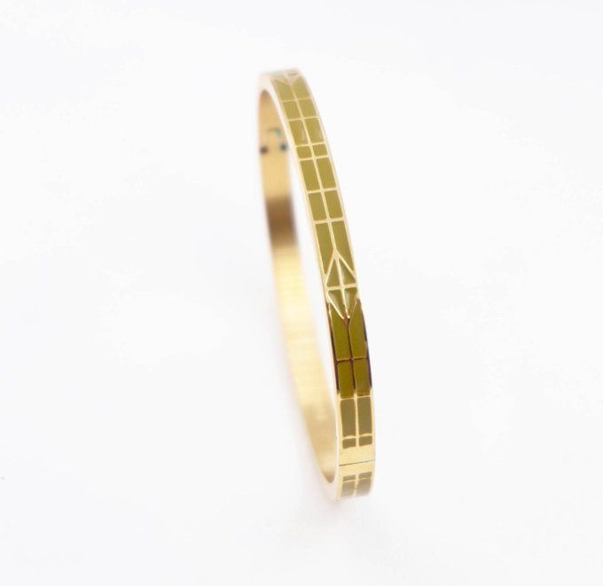 Bracelet Jonc acier inoxydable vert marron kaki