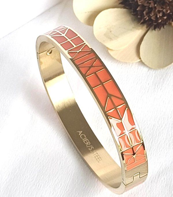 bracelet-jonc-ferme-manchette-georgette-acier-ferme-colore-emaille-orange