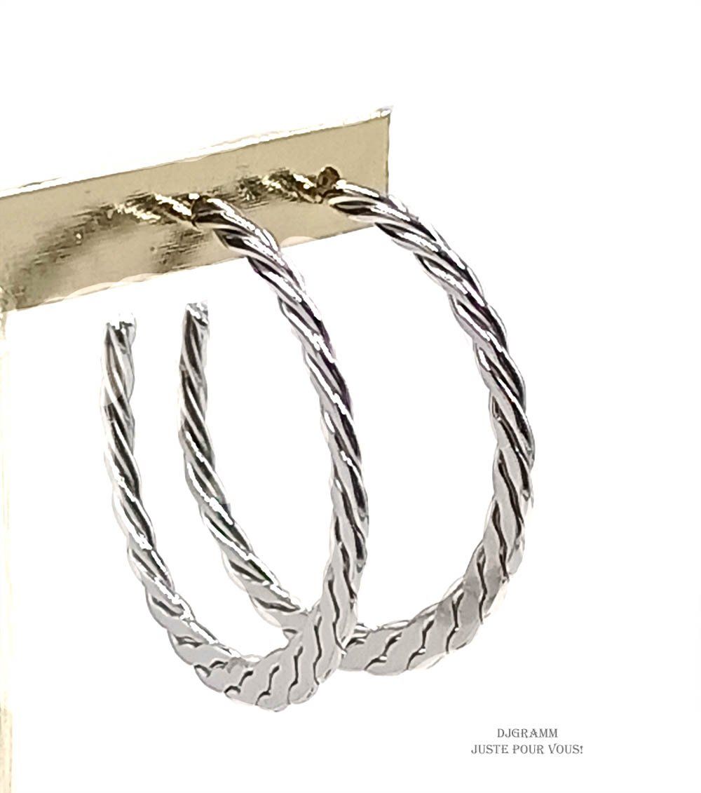 Boucles d'oreilles en acier inoxydable argenté anneaux