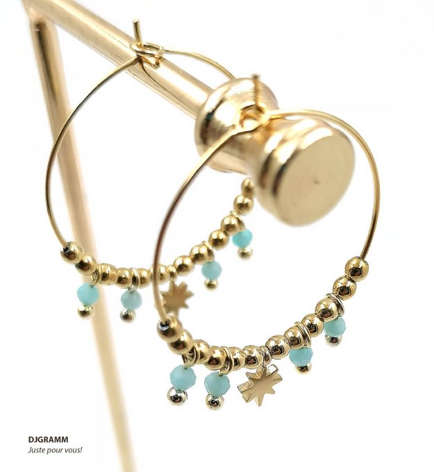 Boucles-oreilles-anneau-TURQUOISE-etoile-BLEU