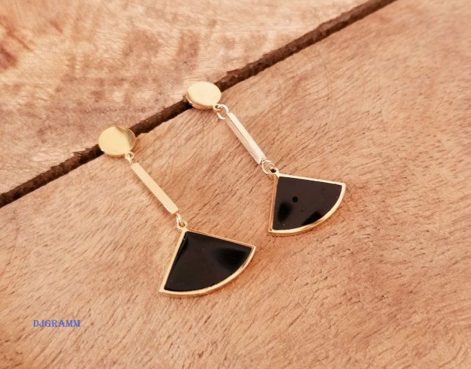 Boucles-oreilles-acier-dore-noir