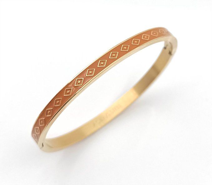 bracelet-jonc-manchette-georgette-acier-ferme-colore-emaille-marrron