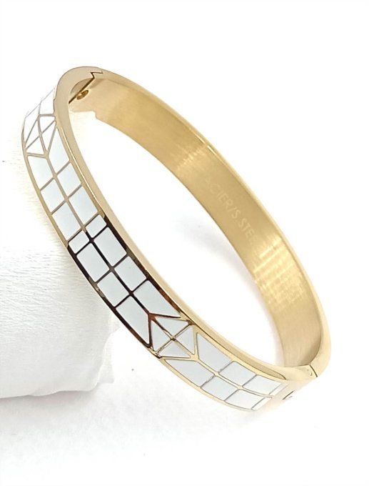 bracelet-jonc-manchette-georgette-acier-ferme-colore-emaille-blanc