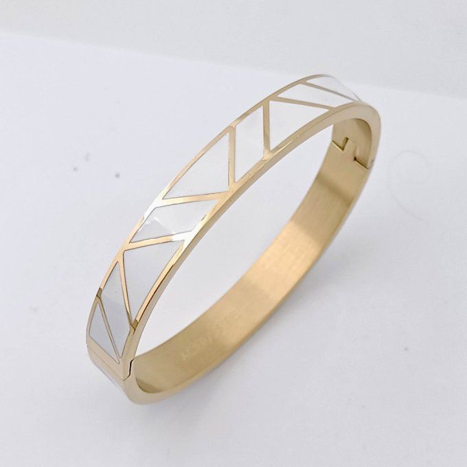 bracelet jonc manchette en acier pour femme coloré blanc