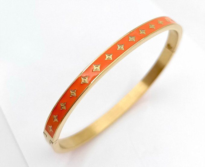 bracelet-jonc-femme-ferme-manchette-georgette-acier-colore-emaille-orange