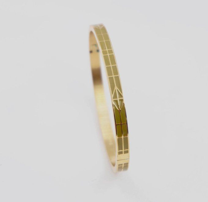 Bracelet Jonc acier inoxydable vert marron kaki