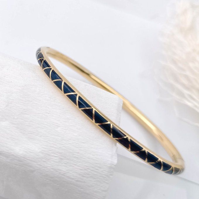 bracelet jonc fin tendance en acier pour femme noir
