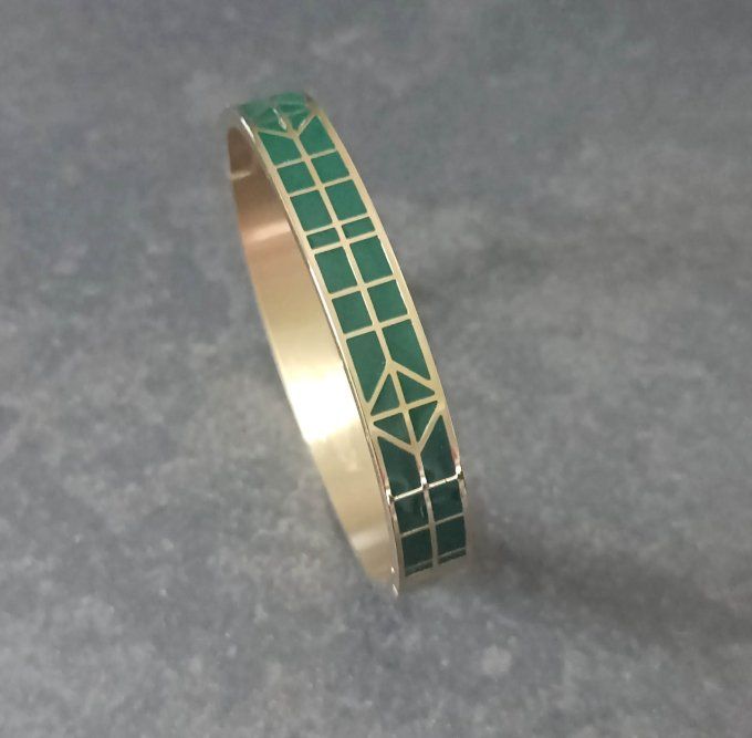 bracelet-jonc-manchette-georgette-acier-ferme-colore-emaille-vert