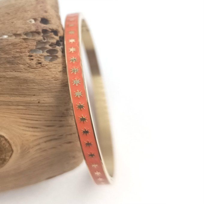 jonc en acier inoxydable pour femme bracelet émaillé couleur orange