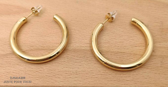 Boucles-oreilles-acier-ANNEAU-creole-puces-dore