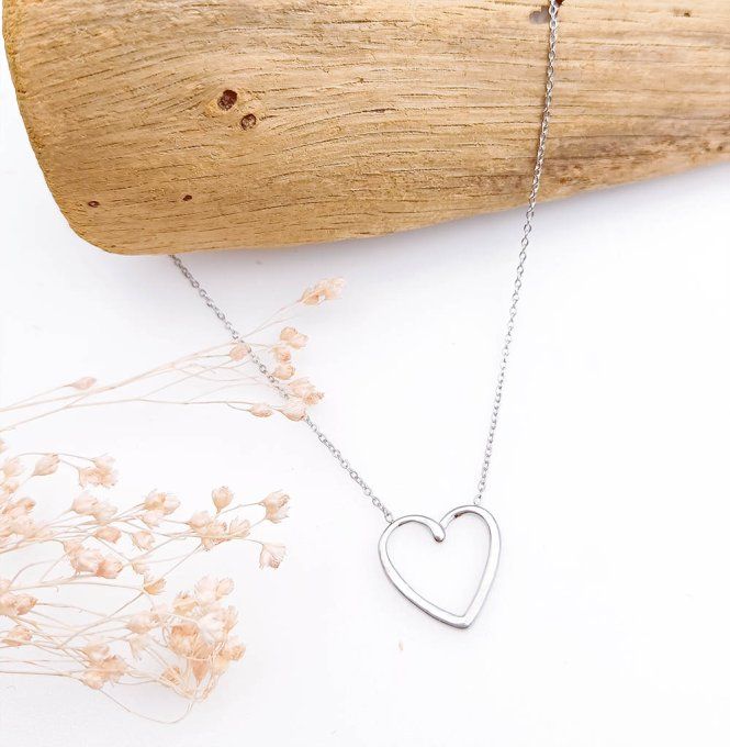 collier-acier-pendentif-coeur-argente