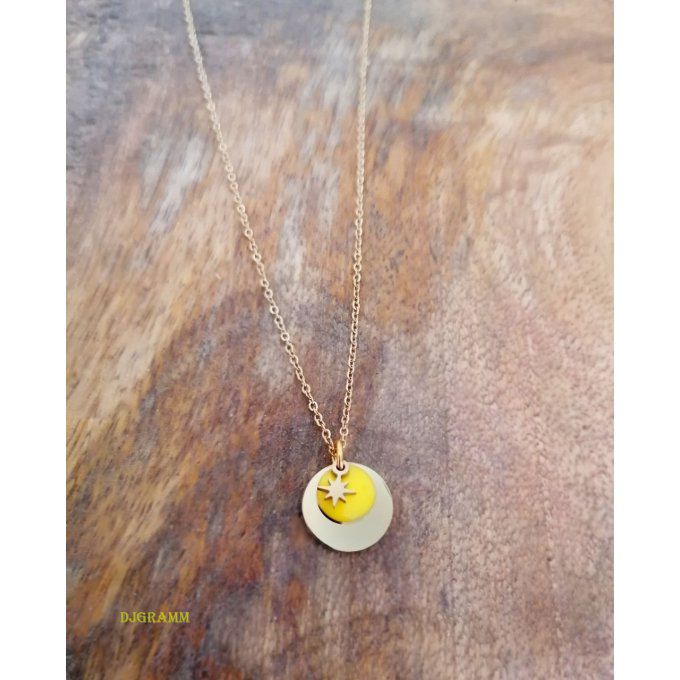 Collier-acier-etoile-email-jaune