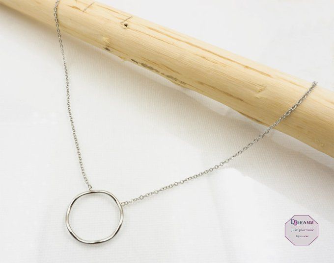 Collier-acier-pendentif-rond-anneau-argent