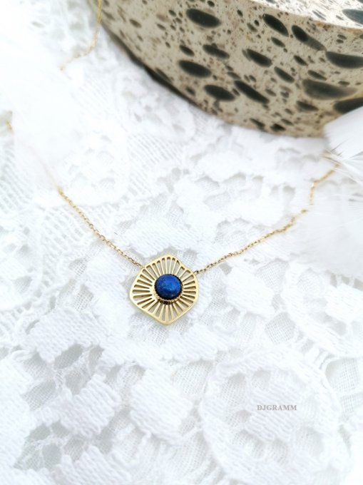 bijou-acier-collier-soleil-pierre-lapis