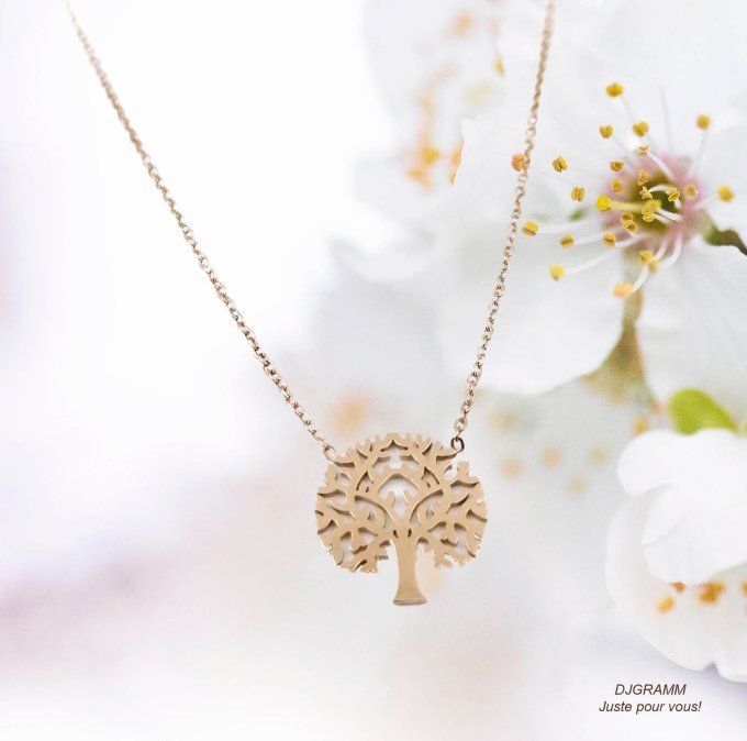 Collier-acier-arbre-vie-rose