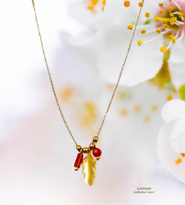 Collier-acier-plume-rouge