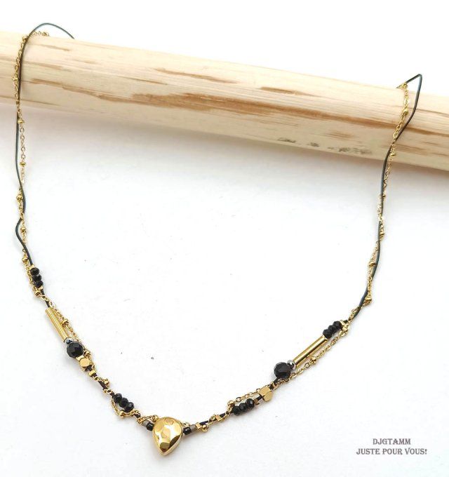 collier-acier-double-chaine-pendentif-perles-noires-agate