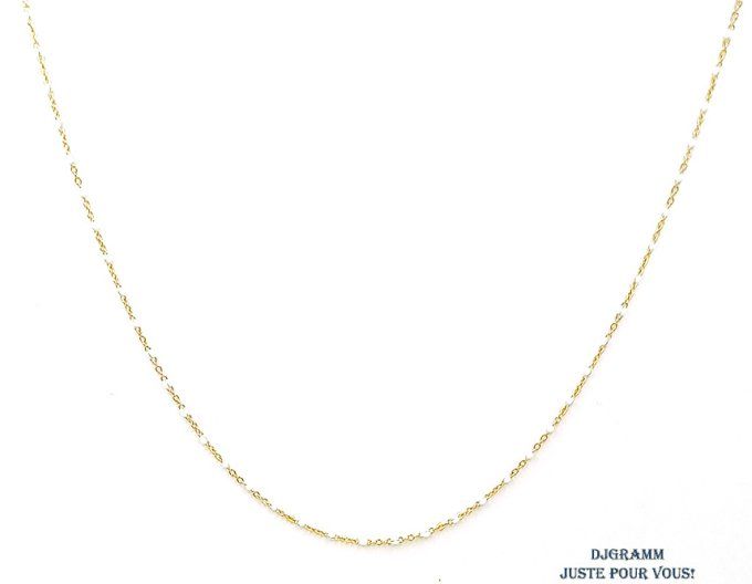 collier-acier-inoxydable-ras du cou-dore-perles-blanches