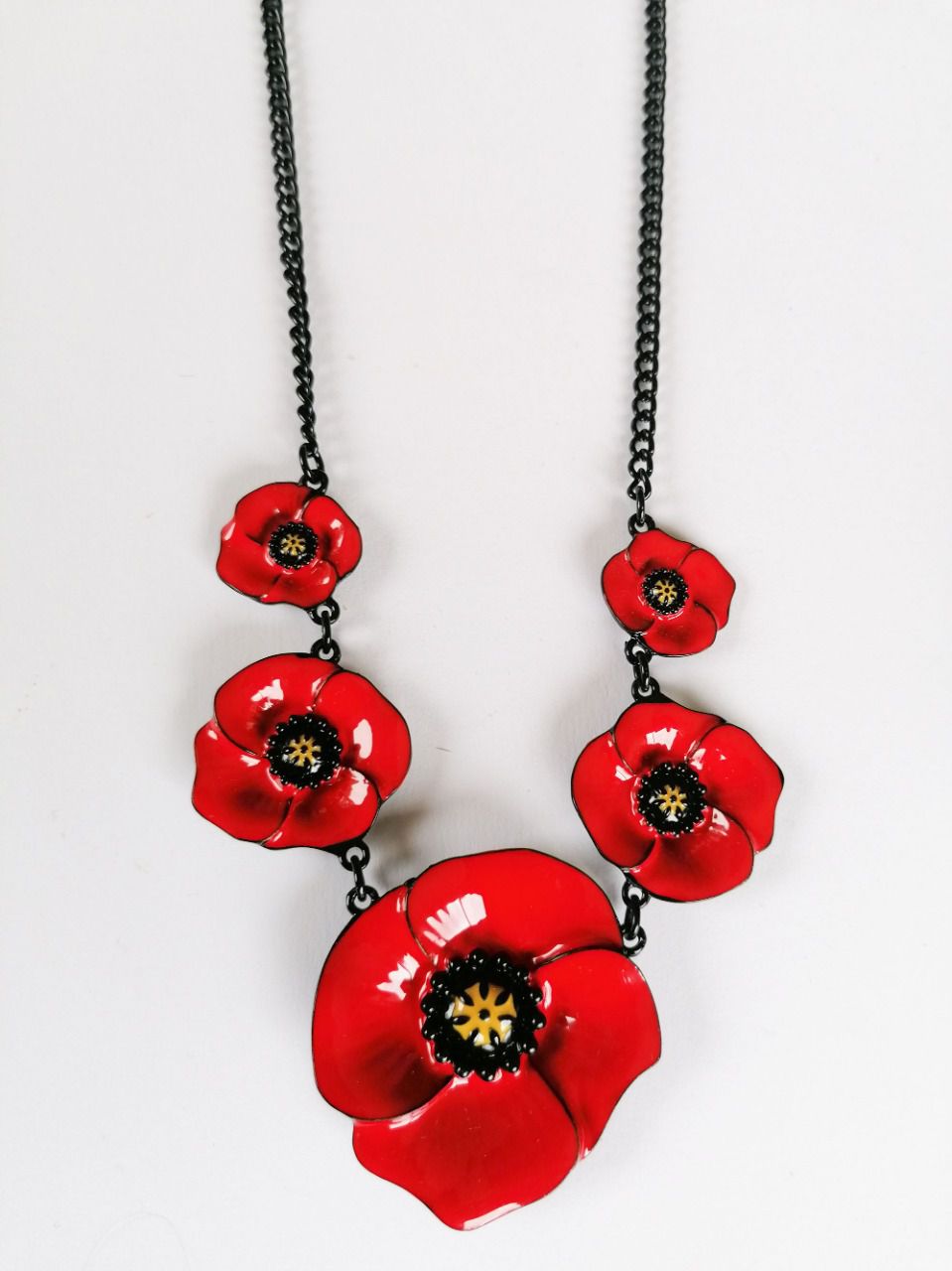 Collier coquelicots rouge